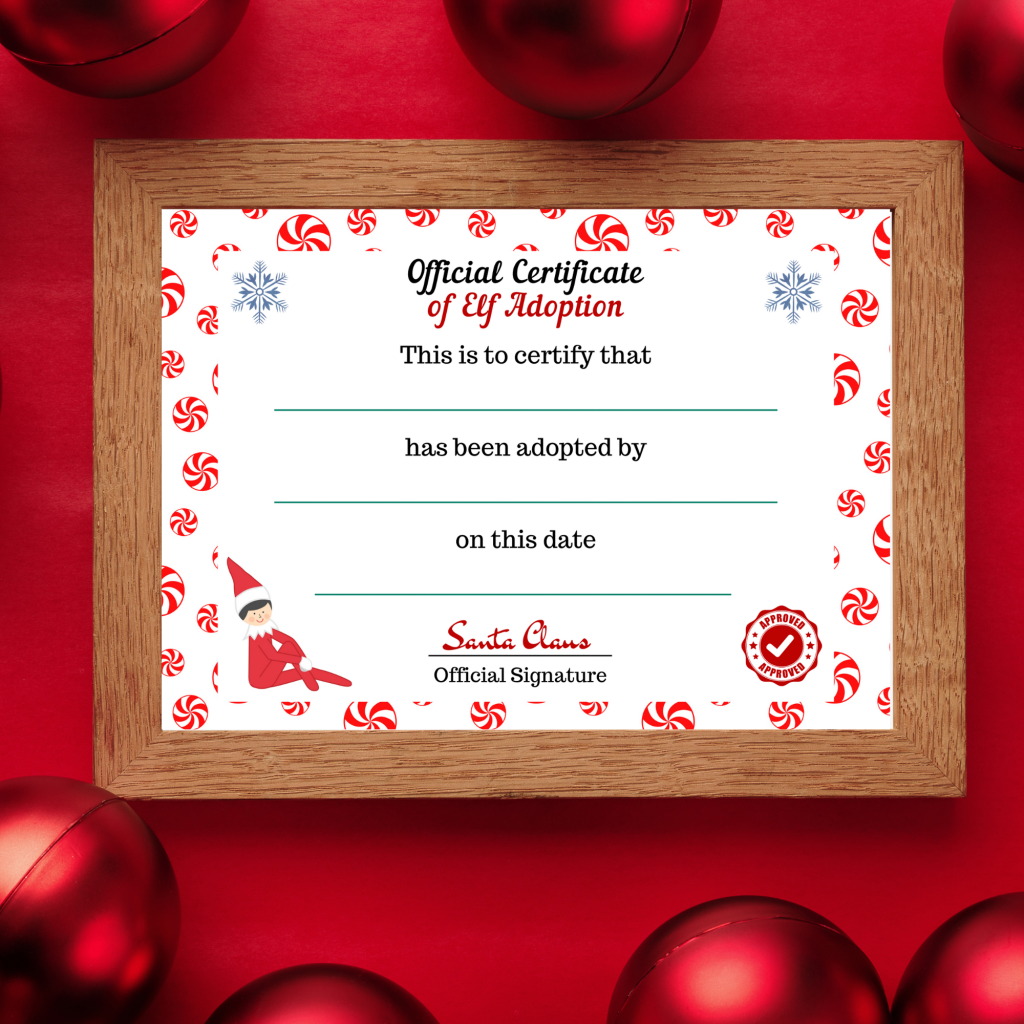 Printable Christmas Elf Adoption Certificate - Midwest Modern Momma